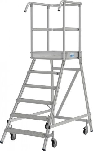 Stabilo® PodestLeiter fahrbar, einseitig begehbar, Alu, Arbeitshöhe bis 3.45m, 1x6 Stufen