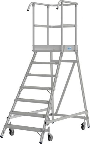 Stabilo® PodestLeiter fahrbar, einseitig begehbar, Alu, Arbeitshöhe bis 3.70m, 1x7 Stufen
