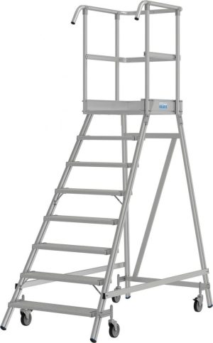 Stabilo® PodestLeiter fahrbar, einseitig begehbar, Alu, Arbeitshöhe bis 3.95m, 1x8 Stufen