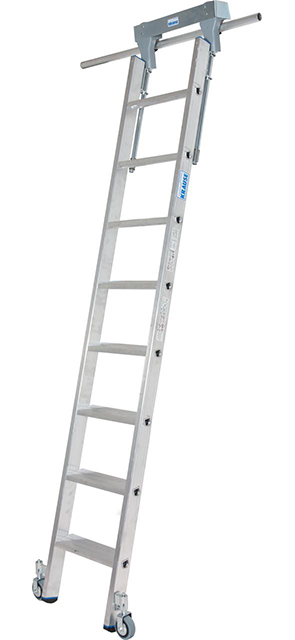 Stabilo® Professional Stufen-RegalLeiter Rundrohr-Schienenanlage - Alu - Arbeitshöhe 3.15 m - 1 x 8 Stufen