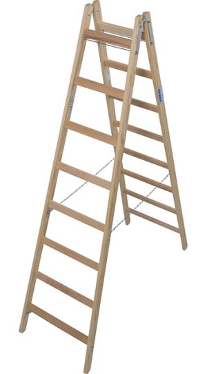 Stabilo® Professional Sprossen-DoppelLeiter - Holz - Arbeitshöhe 3.55 m - 2 x 8 Sprossen