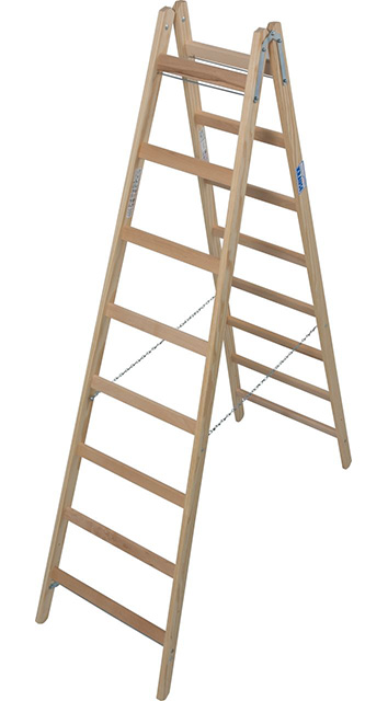 Stabilo® Professional Sprossen-DoppelLeiter - Holz - Arbeitshöhe 3.55 m - 2 x 8 Sprossen