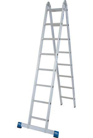 Stabilo® Professional Sprossen-Gelenk-DoppelLeiter - Alu - Arbeitshöhen 3.55 m bis 5.50 m - 2 x 8 Sprossen
