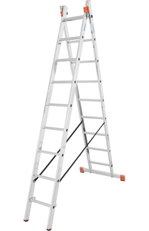 Monto® Dubilo® Sprossen-MehrzweckLeiter, zweiteilig - Alu - Arbeitshöhen 3.65 m bis 5.25 m - 2 x 9 Sprossen