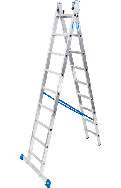 Stabilo® Professional Sprossen-MehrzweckLeiter, zweiteilig - Alu - Arbeitshöhen 3.60 m bis 5.25 m - 2 x 9 Sprossen