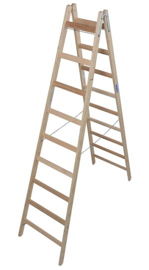 Stabilo® Professional Sprossen-DoppelLeiter - Holz - Arbeitshöhe 3.80 m - 2 x 9 Sprossen