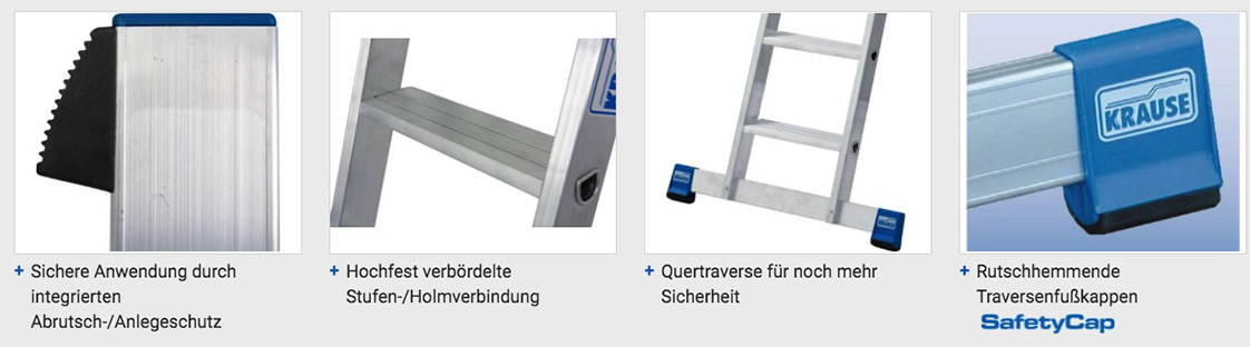 Stabilo® Professional Stufen-AnlegeLeiter, einteilig - Alu - Arbeitshöhe 4.80 m - 1 x 15 Stufen – Bild 4