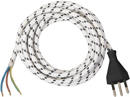 Anschlusskabel für Bügeleisen - Länge 3 m / 3 x 0.75 mm² / 230 V - schwarz/weiss - VE = 5 Stück