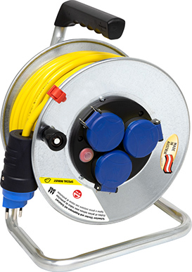 Kabeltrommel BAT SK 240, IP55, Steckdosen 3 x T13 / Stecker T13  - Ø 240 mm / 25 m / 3 x 1.5 mm² / 230 V - Bremaxx
