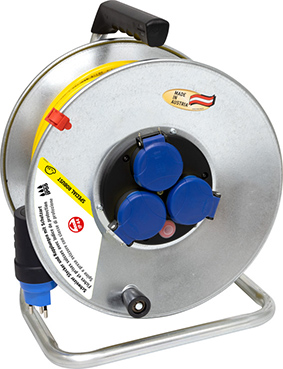 Kabeltrommel BAT SK 290, IP55, Steckdosen 3 x T13 / Stecker T13  - Ø 290 mm / 33 m / 3 x 1.5 mm² / 230 V - Bremaxx