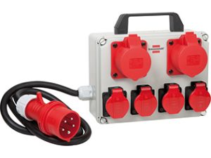 Kleinstromverteiler BKV 2/4, IP55/IP44, Steckdosen 4 x T25 / 2 x CEE 5-polig, Stecker CEE - 2 m / 5 x 2.5 mm² - 230/400 V, 16 A