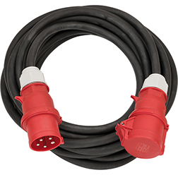 CEE Starkstrom-Verlängerungskabel 5-polig, IP44 - 25 m / 5 x 6.0 mm² / 400 V/32 A - schwarz
