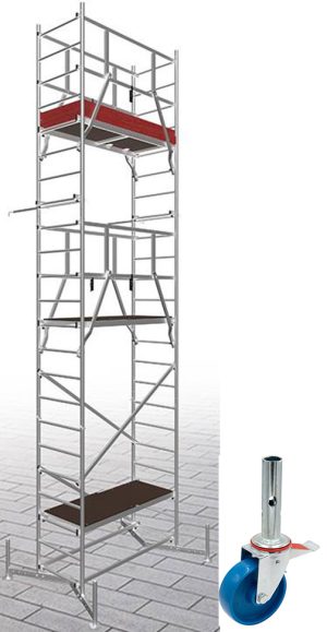 Monto® ClimTec® Alu-Komplettgerüst mit Fahrrollensatz Ø 125 mm – Arbeitshöhe bis 7.00 m