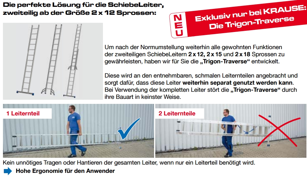 Stabilo® Professional Sprossen-SchiebeLeiter, zweiteilig - Alu - Arbeitshöhe 8.45 m - 2 x 15 Sprossen – Bild 2