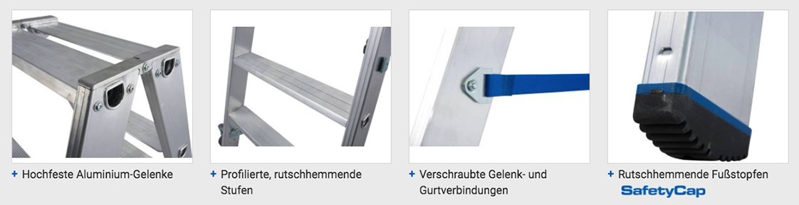 Stabilo® Professional Stufen-DoppelLeiter - Alu - Arbeitshöhe 3.40 m - 2 x 8 Stufen – Bild 5