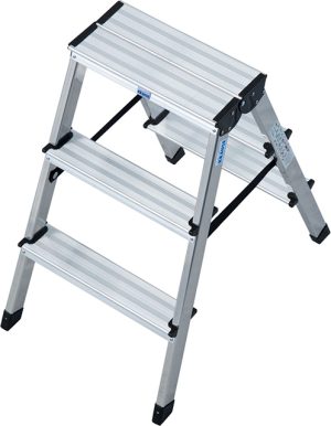 Monto Dopplo Stufen-Doppelleiter - Alu - Arbeitshöhe 2.20 m - 2 x 3 Stufen