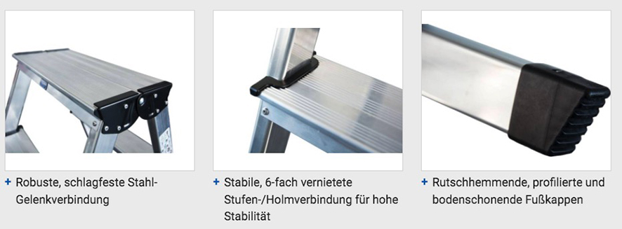 Monto® Dopplo® Stufen-DoppelLeiter - Alu - Arbeitshöhe 3.30 m - 2 x 8 Stufen – Bild 4