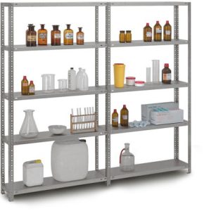 Edelstahl-Grund-und Anbauregal mit 4 Ebenen - Schraubsystem WR - HxLxT 1500x1100/2200x300 mm (Set)