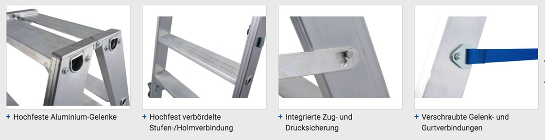 Stabilo® Professional Stufen-DoppelLeiter, fahrbar - Alu - Arbeitshöhe 4.35 m - 2 x 12 Stufen – Bild 6