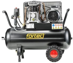 Fortec® AIR-50/330 Kolbenkompressor mobil, 50 L Tank, Keilriemenantrieb, Ansaugleistung 330 l/min, Druck 10 bar, Leistung 2200W, 400V