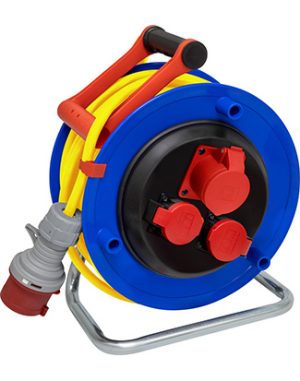 Kabeltrommel BAT ST 290, IP55, 2 Steckdosen T25, Stecker CEE - Ø 290 mm, 25 m, 5 x 1.5 mm², 400 V - Bremaxx