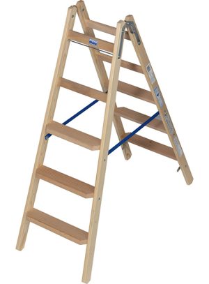Stabilo Professional Stufen/Sprossen-Doppelleiter Bockleiter - Holz - Arbeitshöhe 2.75 m - 2 x 5 Stufen/Sprossen