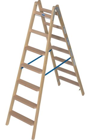 Stabilo Professional Stufen/Sprossen-Doppelleiter Bockleiter - Holz - Arbeitshöhe 3.25 m - 2 x 7 Stufen/Sprossen