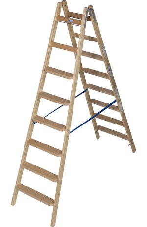 Stabilo Professional Bockleiter-Doppelleiter - Holz - Arbeitshöhe 3.50 m - 2 x 8 Stufen/Sprossen