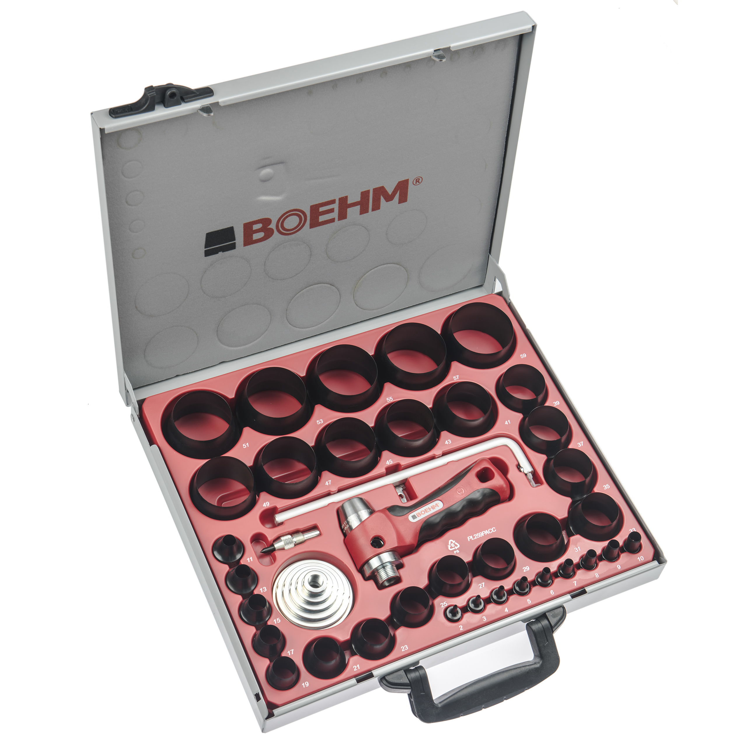 BOEHM JLB259PACC Locheisensatz Ø 2-59 mm + JLB-M53PA + JLB-M60PA + JLB-P42R + TC-420PA + 2xLAM-1 im Metallkoffer – Bild 4