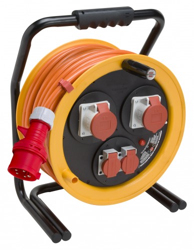 Kabeltrommel Brobusta® CEE 380, IP55, 2 CEE-Steckdosen, CEE-Stecker, 2 Steckdosen T25 - Ø 380 mm / 40 m / 5 x 2.5 mm² / 400 V - Bremaxx