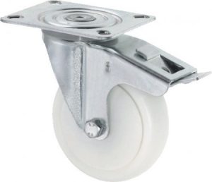 Lenkrolle aus Polyamid weiss 200 mm mit Bremse für 600-1100 l Container