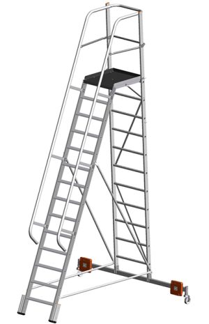 Stabilo® PodestLeiter Vario kompakt, einseitig begehbar - Aufstellbreite 2.07 m - Arbeitshöhe 5.30 m - 1 x 14 Stufen