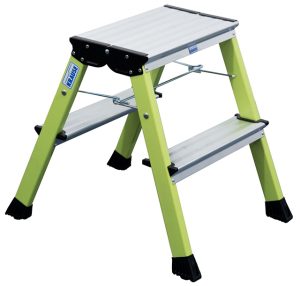 Monto® Rolly® Doppel-KlappTritt, Grün - Arbeitshöhe 2.45 m - 2 x 2 Stufen