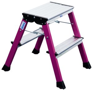 Monto® Rolly® Doppel-KlappTritt, Pink - Arbeitshöhe 2.45 m - 2 x 2 Stufen