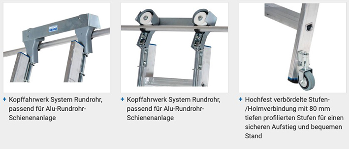 Stabilo® Professional Stufen-RegalLeiter Rundrohr-Schienenanlage - Alu - Arbeitshöhe 4.30 m - 1 x 13 Stufen – Bild 4