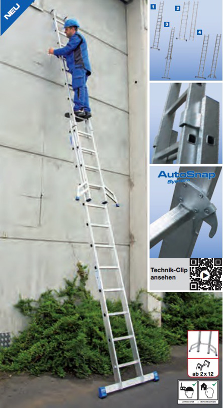 Stabilo® Professional Sprossen-SchiebeLeiter, zweiteilig - Alu - Arbeitshöhe 5.25 m - 2 x 9 Sprossen – Bild 3