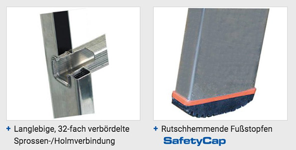 Monto® Sibilo® Sprossen-AnlegeLeiter, einteilig - Alu - Arbeitshöhe 3.60 m - 1 x 9 Sprossen – Bild 3