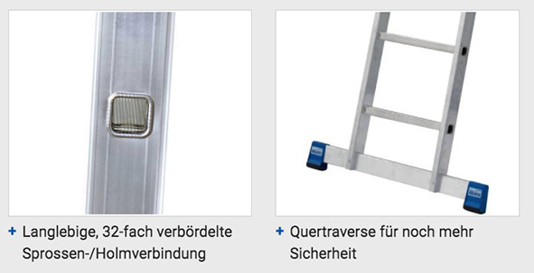 Stabilo® Professional Sprossen-AnlegeLeiter, einteilig - Alu - Arbeitshöhe 7.65 m - 1 x 24 Sprossen – Bild 3