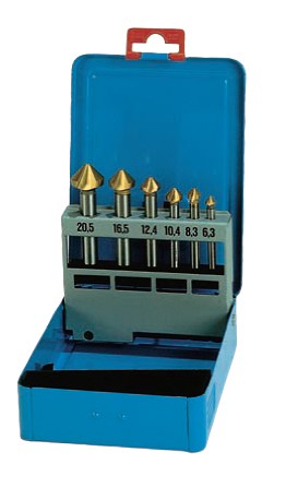DÄMO Kegel- und Entgratsenker-Satz HSS-TiN Gold-Qualität Ø 6.3-20.5 mm in Metall-Kassette