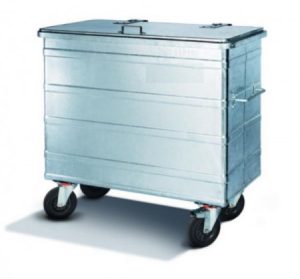 600 Liter Stahlcontainer, 4 Lenkrollen mit einer Bremse
