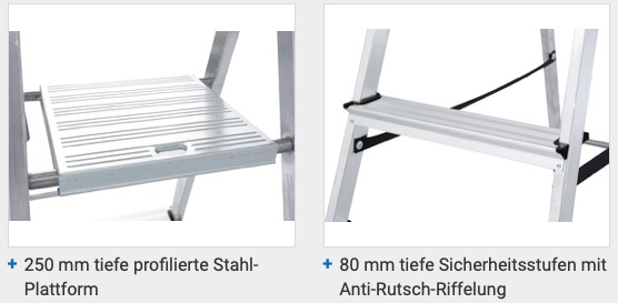 Monto® Solidy® Stufen-StehLeiter - Alu - Arbeitshöhe 3.70 m - 1 x 8 Stufen – Bild 3