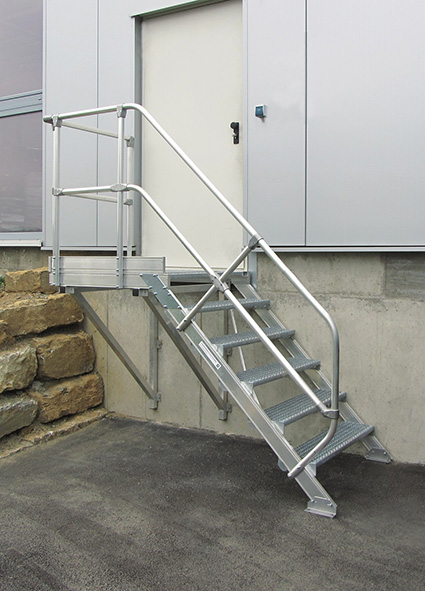 Stabilo® Treppe mit Plattform - Neigung 45° - Stufenbreite 80 cm - Höhe 1.08-1.29 m - 1 x 6 Stufen – Bild 4
