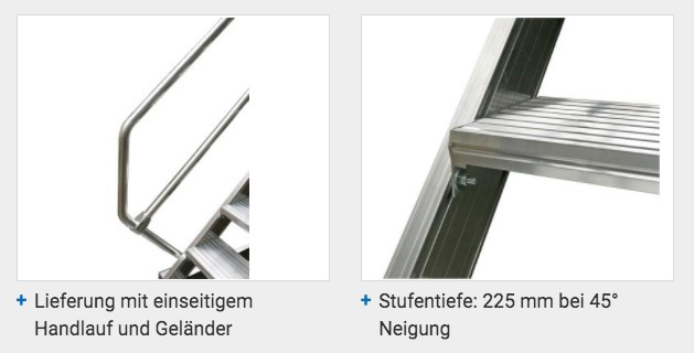 Stabilo® Treppe mit Plattform - Neigung 45° - Stufenbreite 60 cm - Höhe 3.01-3.23 m - 1 x 15 Stufen – Bild 3