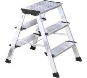 Monto® Treppo® Doppel-KlappTritt, Aluminium - Arbeitshöhe 2.65 m - 2 x 3 Stufen
