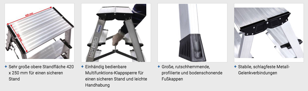 Monto® Treppo® Doppel-KlappTritt, Aluminium - Arbeitshöhe 2.65 m - 2 x 3 Stufen – Bild 3