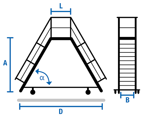 Stabilo® Überstieg - Neigung 60° - Stufenbreite 60 cm - Höhe 2.21-2.46 m - 2 x 10 Stufen – Bild 2