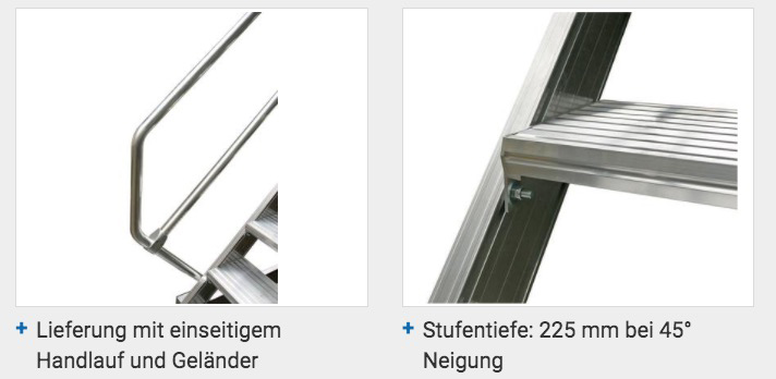 Stabilo® Überstieg - Neigung 45° - Stufenbreite 100 cm - Höhe 0.61-0.82 m - 2 x 4 Stufen – Bild 3