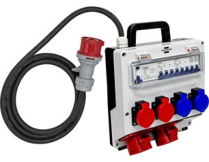 Wandverteiler 16A, tragbar, IP55/IP44, Steckdosen 2 x CEE / 2 x T25, 2 x T23, Stecker CEE - 2.2 m / 5 x 2.5 mm² - 230/400 V, 16 A