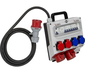 Wandverteiler 32A, tragbar, IP55/IP44, Steckdosen 2 x CEE / 2 x T25, 2 x T23, Stecker CEE - 2.2 m / 5 x 4.0 mm² - 230/400 V, 16/32 A