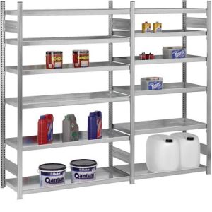 Wannenboden-Grund- und Anbauregal HxLxT 2000x1000/2000x400 mm - verzinkt (Set)